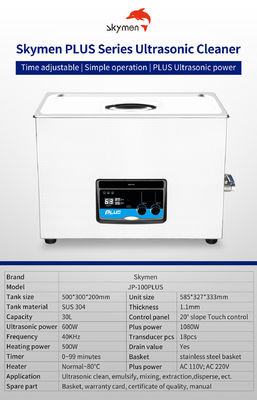 Elektryczna myjka ultradźwiękowa 30L 1080W do przyrządów laboratoryjnych z zaciskami zlewek